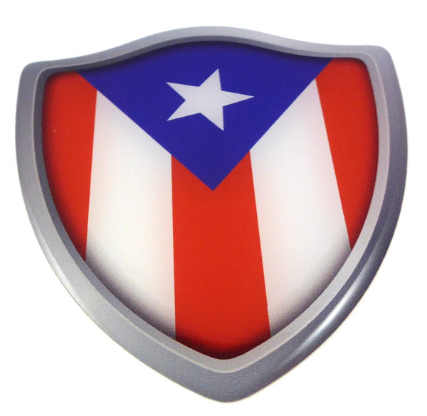 Puerto Rico Flag Shield Domed Decal 3d Look Emblem Resin Car Sticker 2