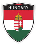 Hungary flag Shield shape decal car bumper window sticker set of 2,  SH025