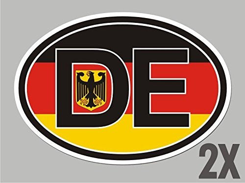 2 German Deutschland OVAL stickers flag decal bumper car bike