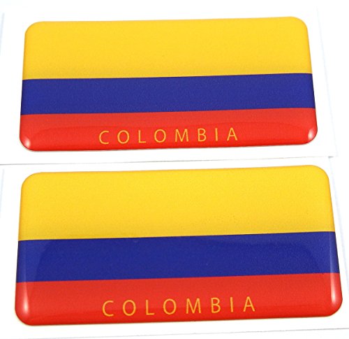 Colombia Flag Domed Decal 3D Sticker Emblem 2.6" Set of 2 Decals