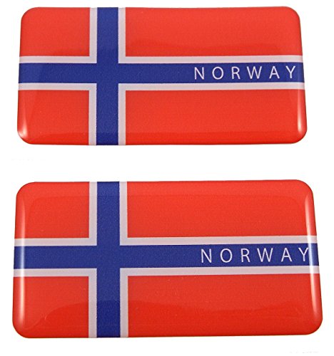 Norway Flag Domed Decal 3D Sticker Emblem 2.6" Set of 2 Decals