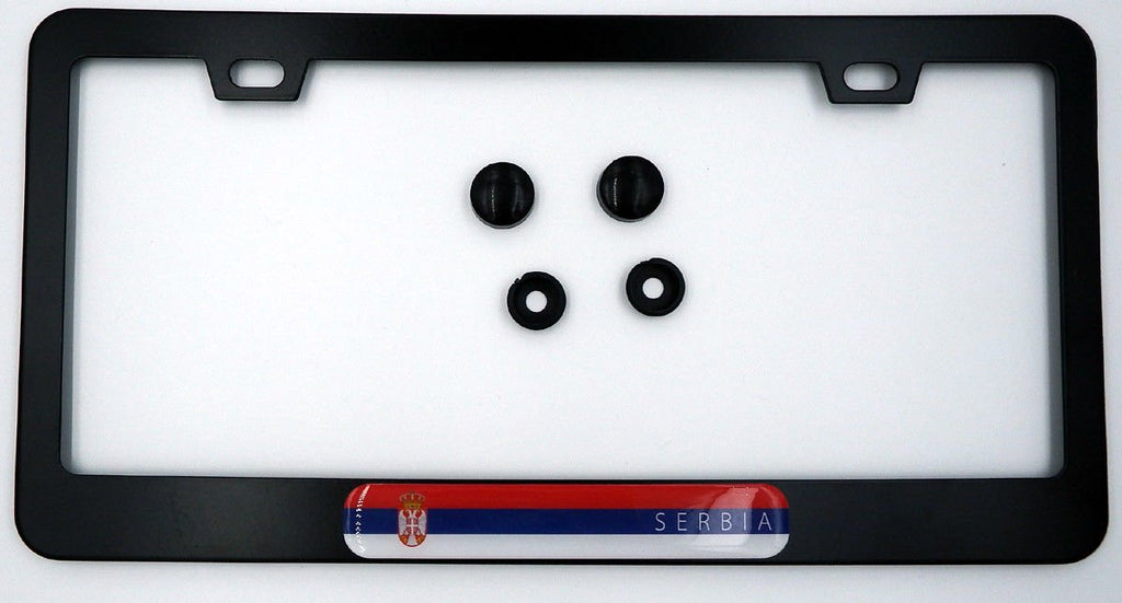 Serbia Flag Metal Black Aluminium Car License Plate Frame Holder