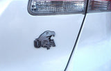 USA American Eagle Flag Black with Chrome Eagle Plastic car Emblem Decal 3"