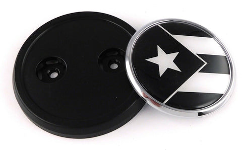 Puerto Rico BLACK Flag Car Truck Black Grill Badge 3.5" grille chrome emblem